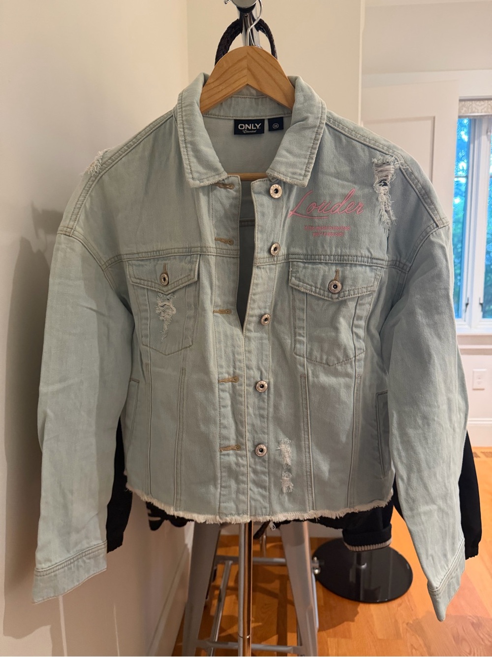 Light Blue Denim Jacket with graphic on the back